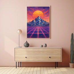 Retro-Futuristic Synthwave Landscape Poster