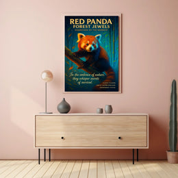 Red Panda Forest Jewels Poster