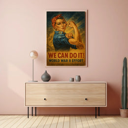 Empowerment in WWII Vintage Strong Woman Poster