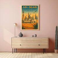 Abu Dhabi Oasis Vintage Travel Poster