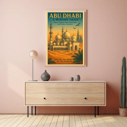 Abu Dhabi Oasis Vintage Travel Poster
