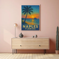 Naples Florida Sunset Poster Wall Art 18x24 Coastal Decor