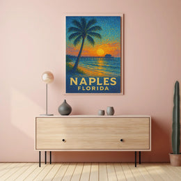 Naples Florida Sunset Poster Wall Art 18x24 Coastal Decor