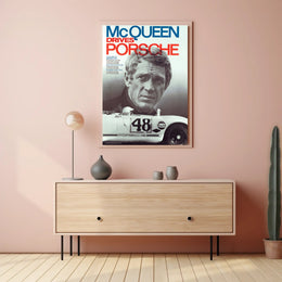 McQueen Drives Porsche Poster