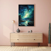 Aurora Borealis Northern Lights Landscape Artistic Poster