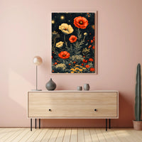 Floral Nightscape: Enchanted Poppies Fantasy or Mythology Poster