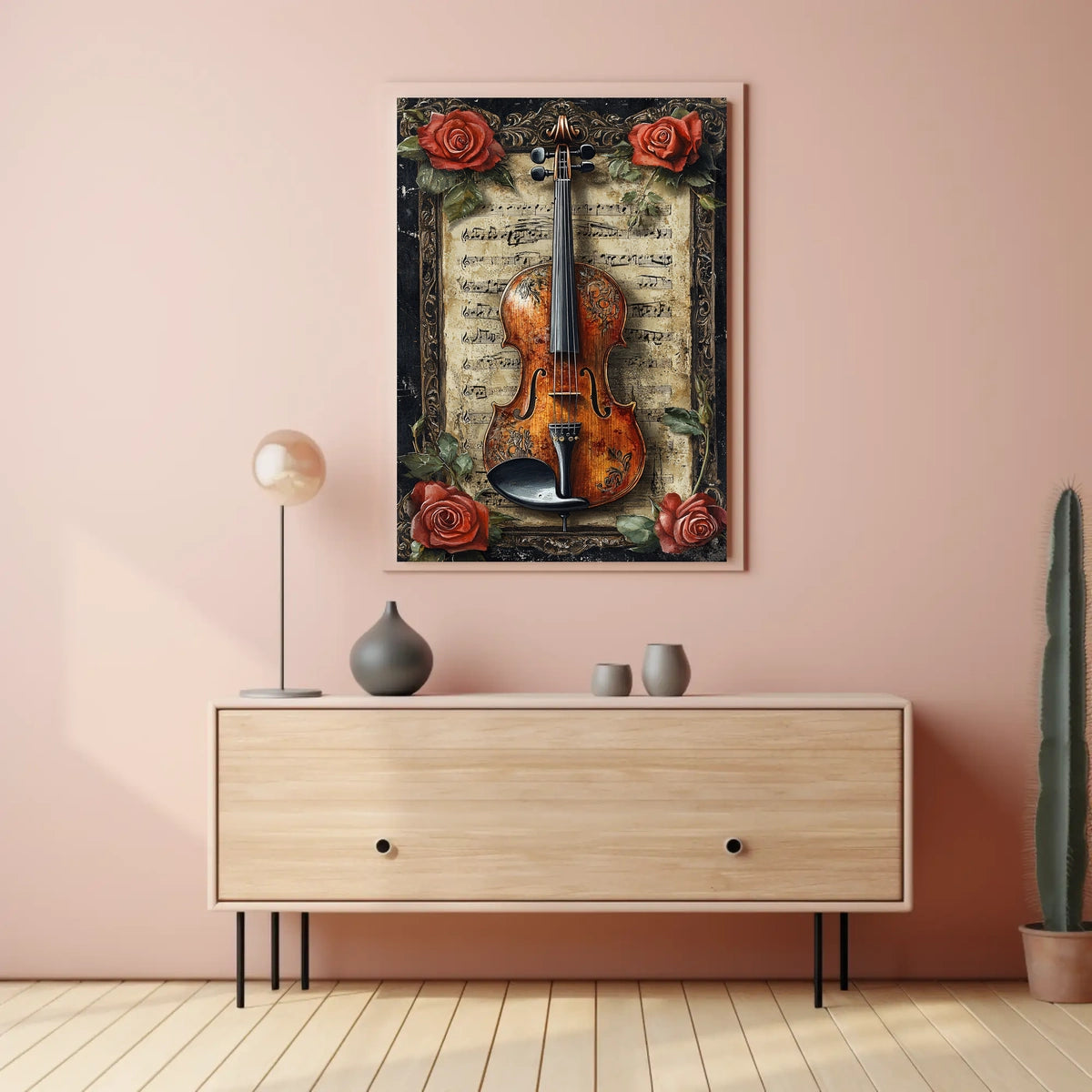 Artistic Violin Music Aged Sheet Background Poster