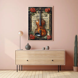 Artistic Violin Music Aged Sheet Background Poster