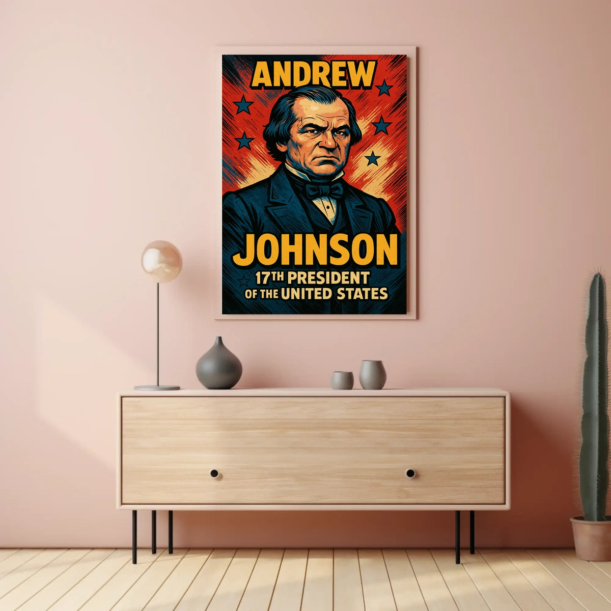 Andrew Johnson Seventeenth President Poster Vintage Wall Art