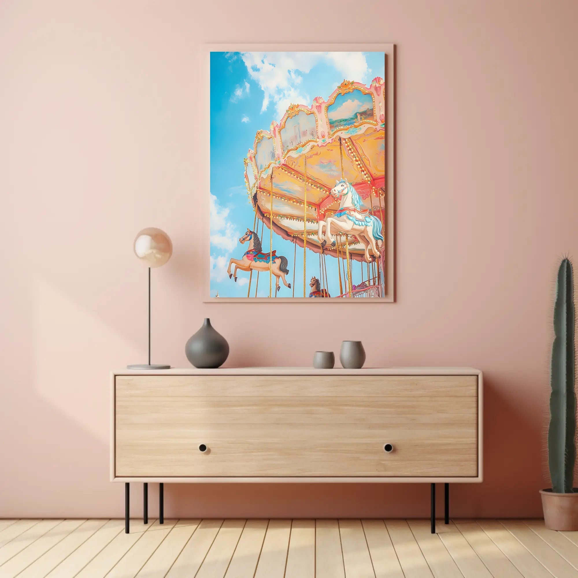 Carousel Whimsical Poster Vintage Carnival Wall Art