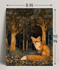 Whimsical Fox in Enchanted Forest Fantasy or Mythology Poster