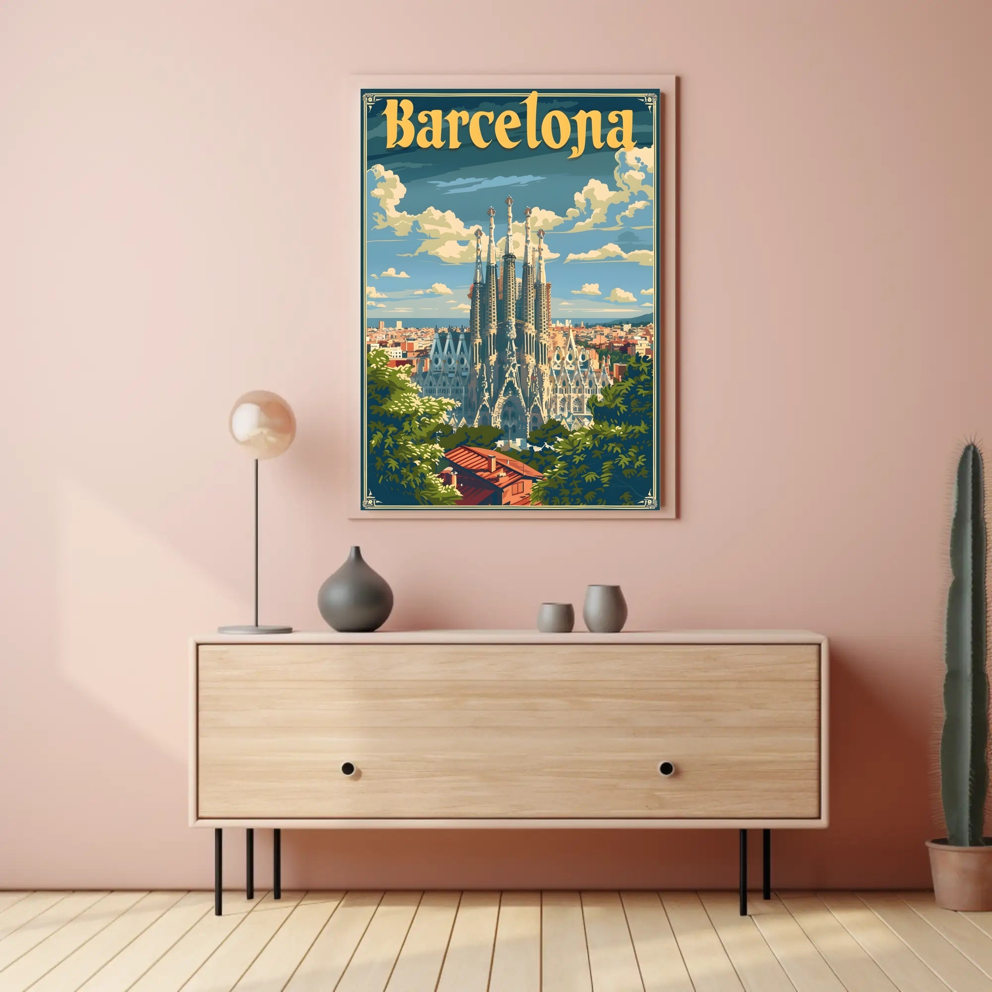 Sagrada Família Travel Poster: Vintage Urban Charm