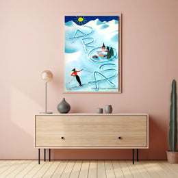 Skiing in Arosa Swiss Alps Travel Poster PosterGoat