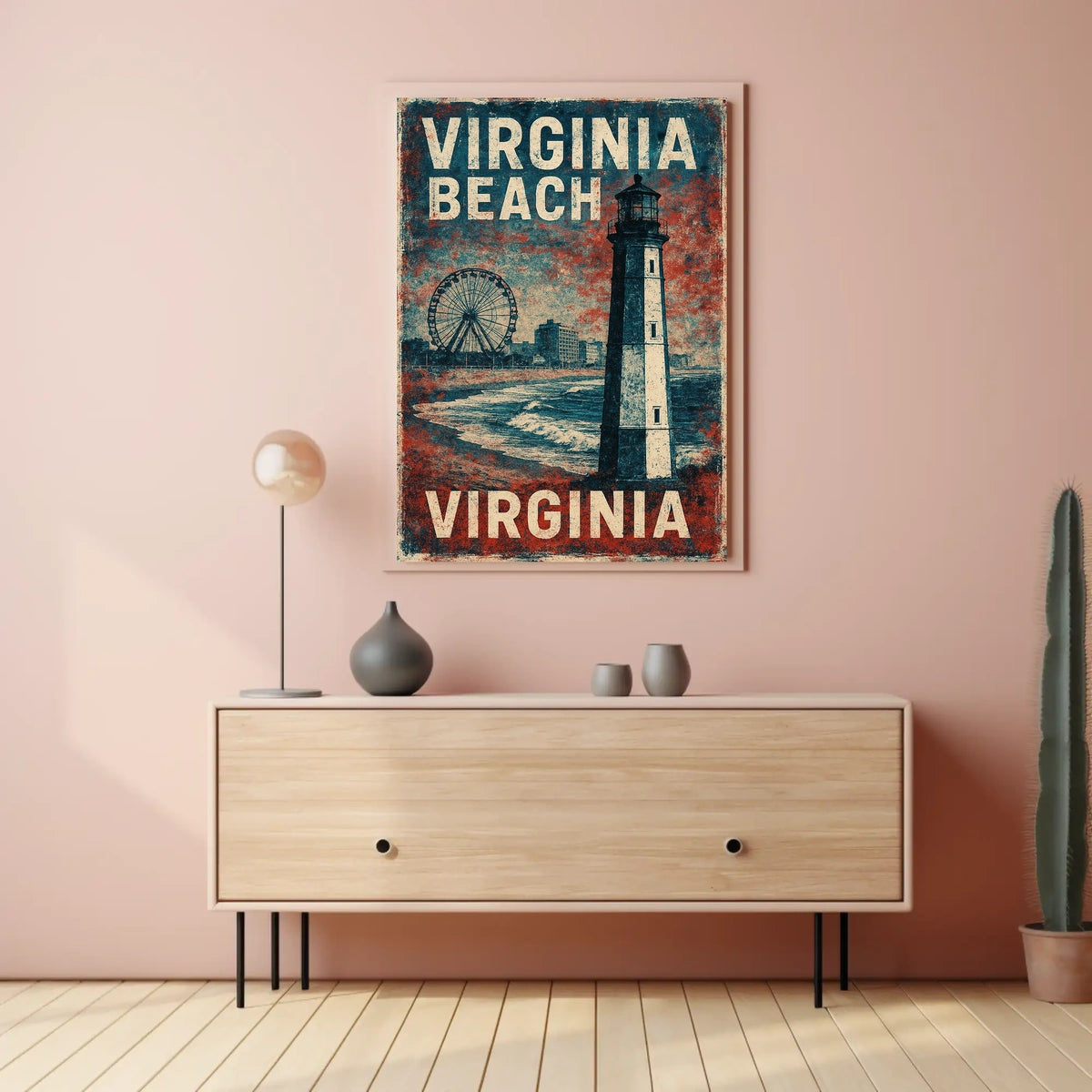 Virginia Beach Vintage Coastal Charm Poster