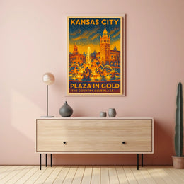 Kansas City Plaza In Gold Poster