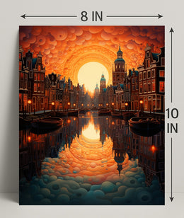 Dreamscape Canal At Sunset Poster