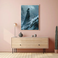 Solitary Warrior in Snow: Epic Fantasy or Mythology Poster PosterGoat