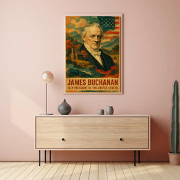 James Buchanan 15th President of the United States Layered Digital Collage Poster