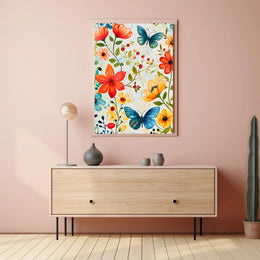 Vibrant Floral Garden: Watercolor Art Poster for Homes