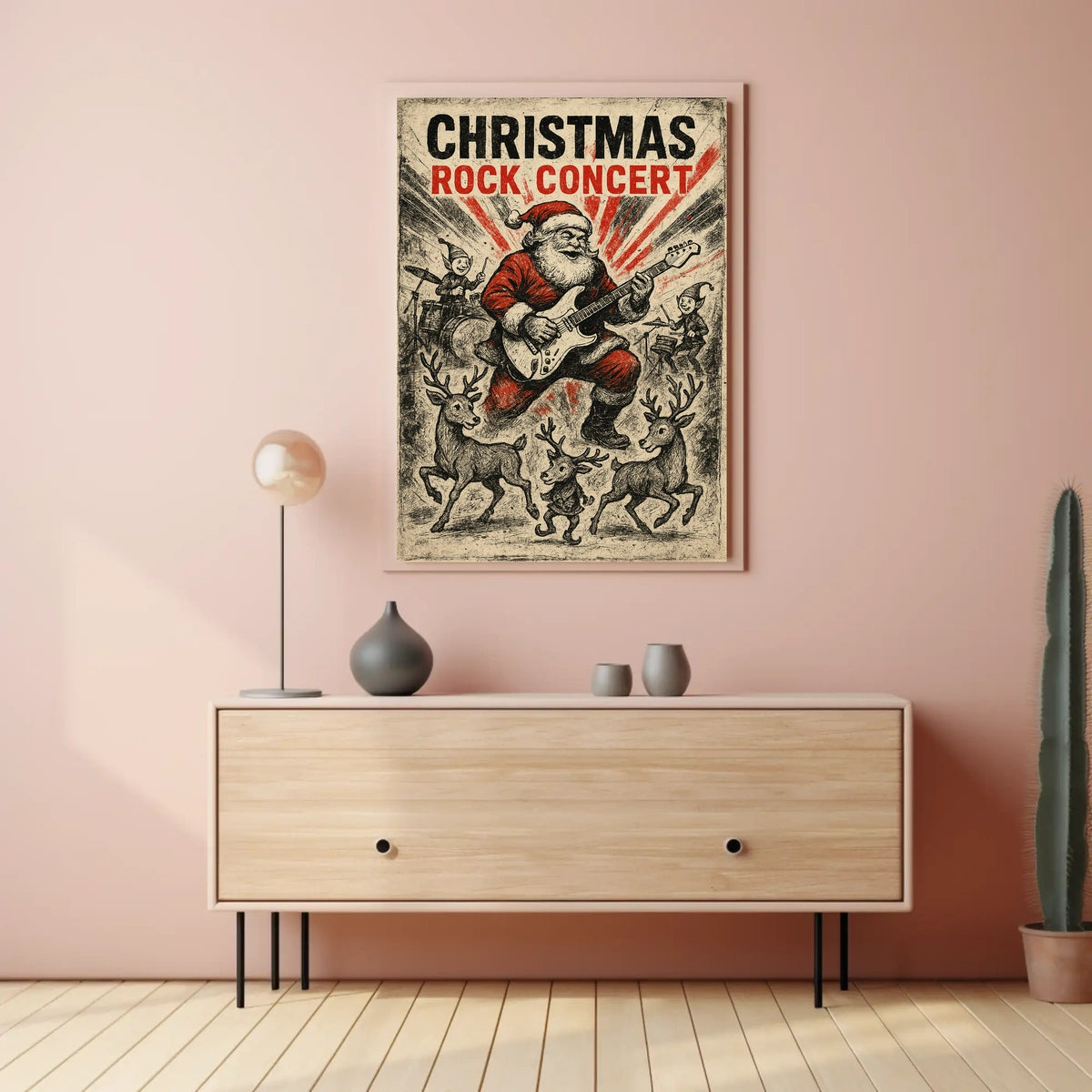 Christmas Rock Concert Santa Vintage Music or Concert Poster