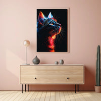 Neon Cat Portrait Poster