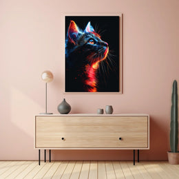 Neon Cat Portrait Poster