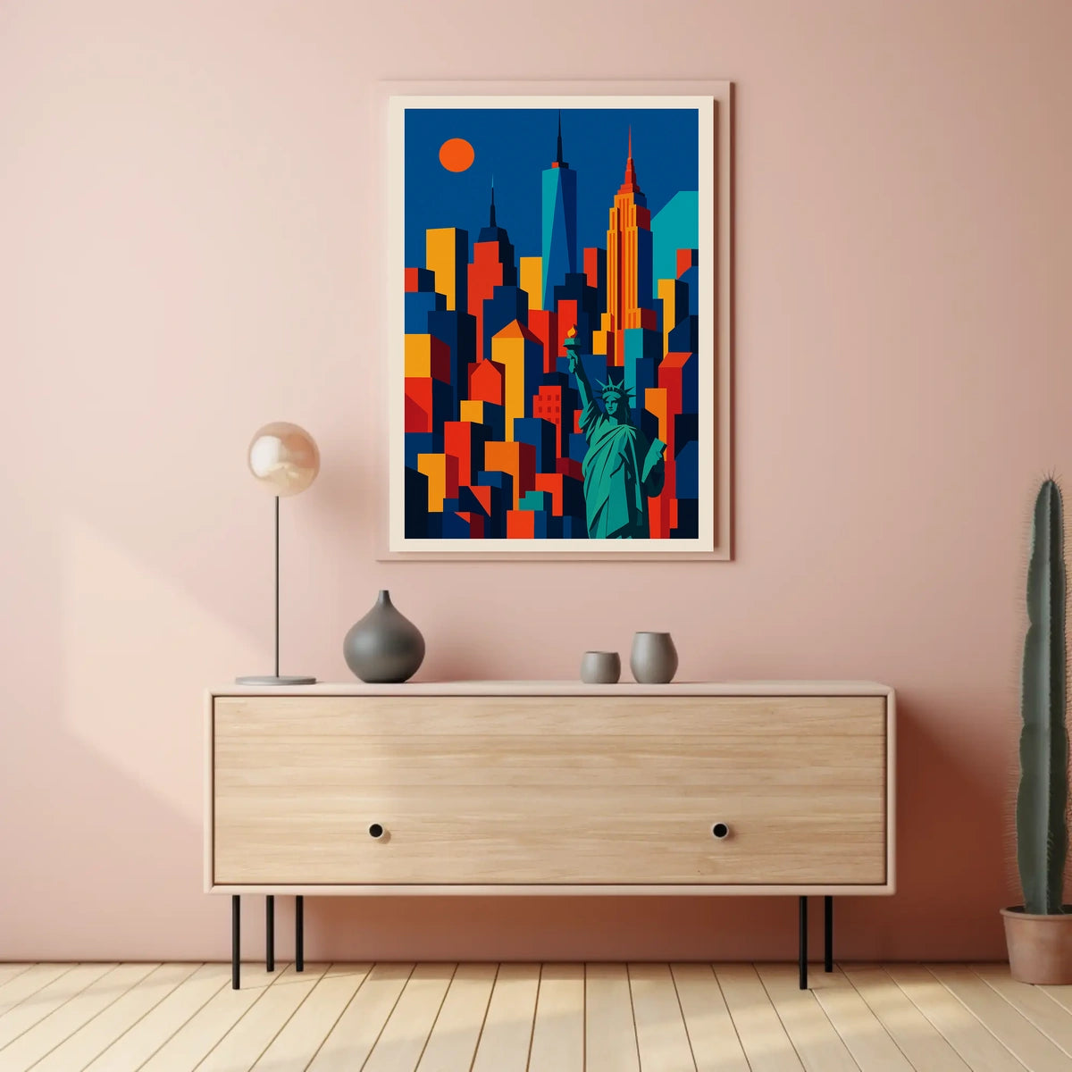 Vibrant NYC Skyline Poster For Urban Art Lovers Geometric