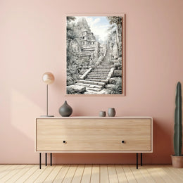 Ancient Mesoamerican Jungle Pyramid Cultural or Heritage Poster