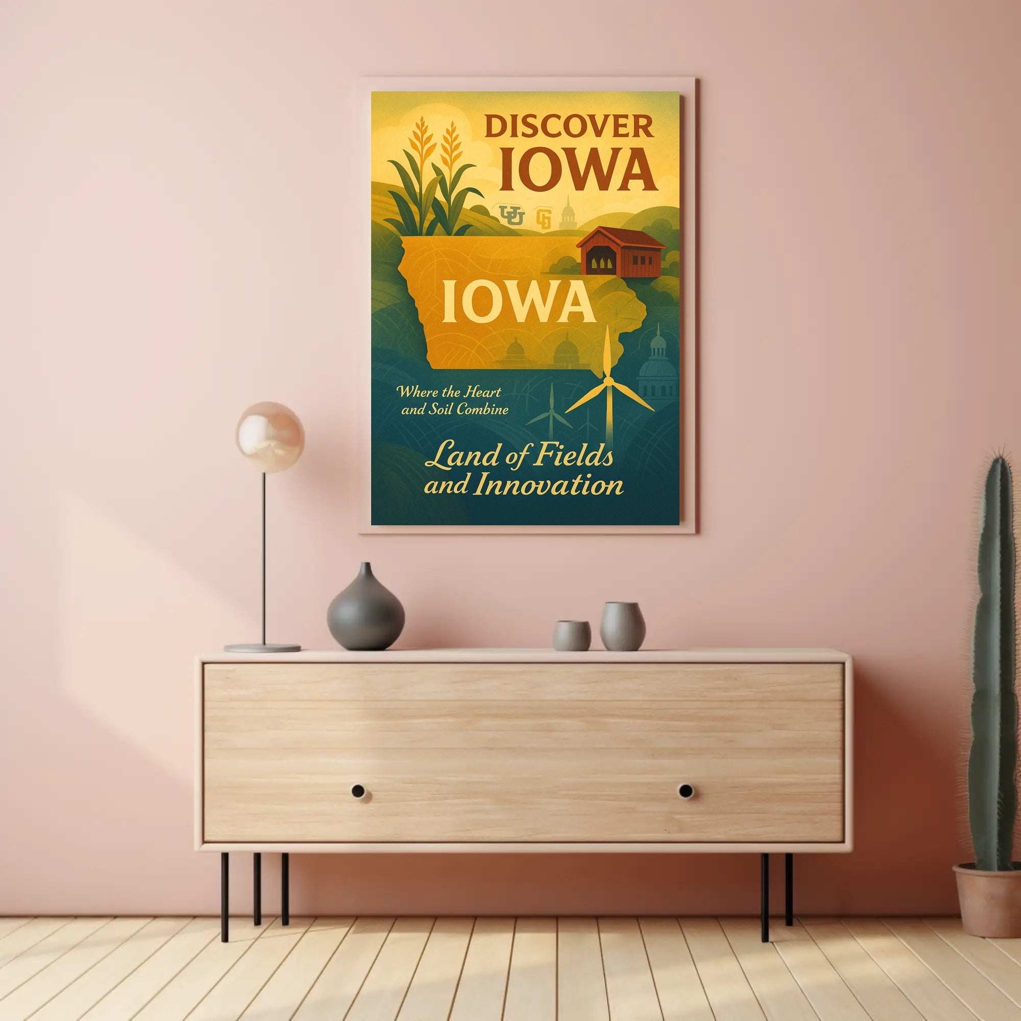 Iowa's Heartfelt Harmony: Nostalgic Travel Poster