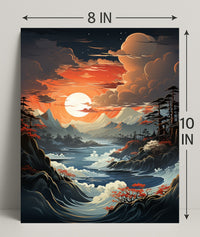 Serene Sunset Over Majestic Waters Poster PosterGoat