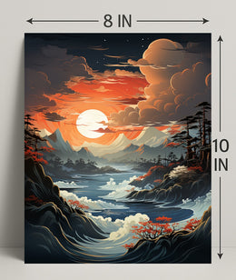 Serene Sunset Over Majestic Waters Poster PosterGoat