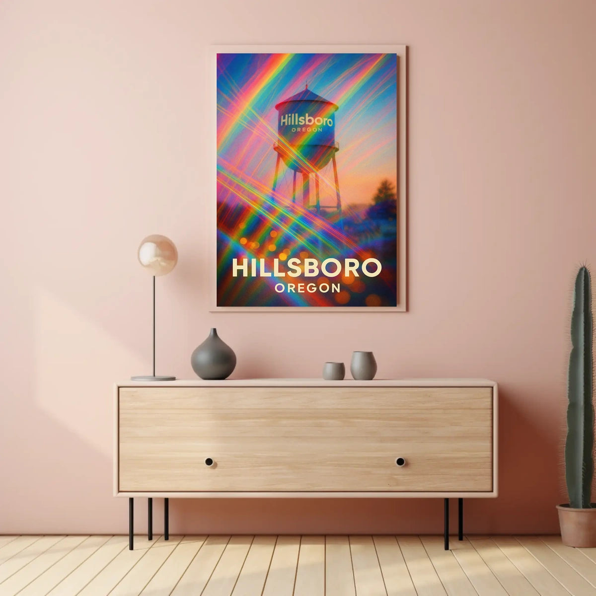 Hillsboro Water Tower Cityscape Vibrant Photography Poster