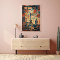 Indianapolis Skyline Art Cityscape Digital Painting Photography Realism Wanderlust Decor Poster