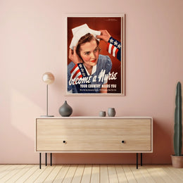 Vintage Nurse Recruitment: WWII Patriotic Propaganda Poster