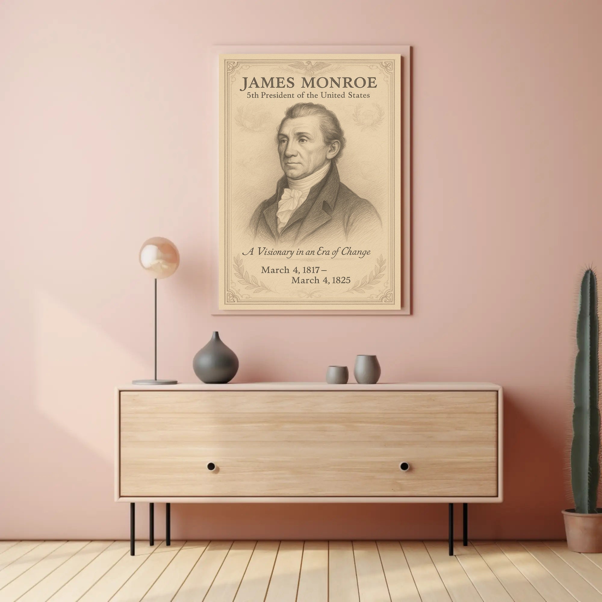 James Monroe 5th President Sketch Poster Art Print Decor PosterGoat