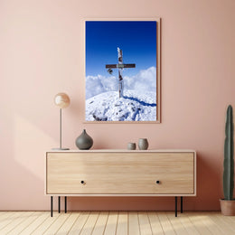 Cross On A Snowy Peak Poster
