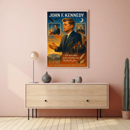 John F. Kennedy Vintage Patriotic Leadership Poster