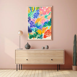 Vibrant Abstract Garden Scene Modern Art Poster