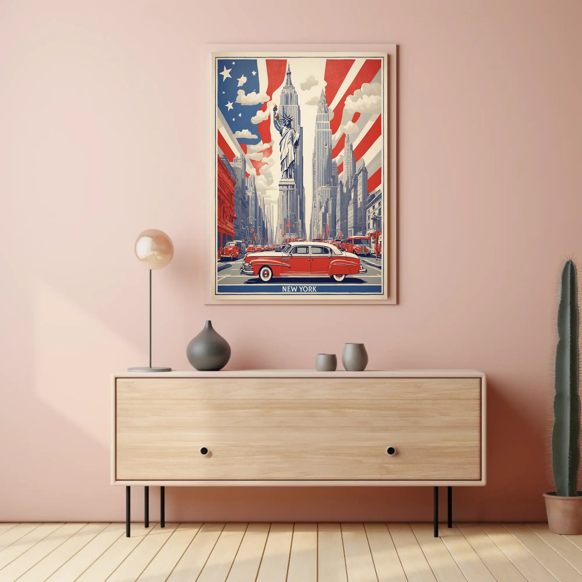 Historic New York Cityscape Poster Vintage Wall Art