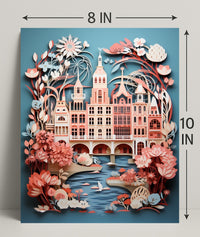 Whimsical Cityscape In Bloom Poster