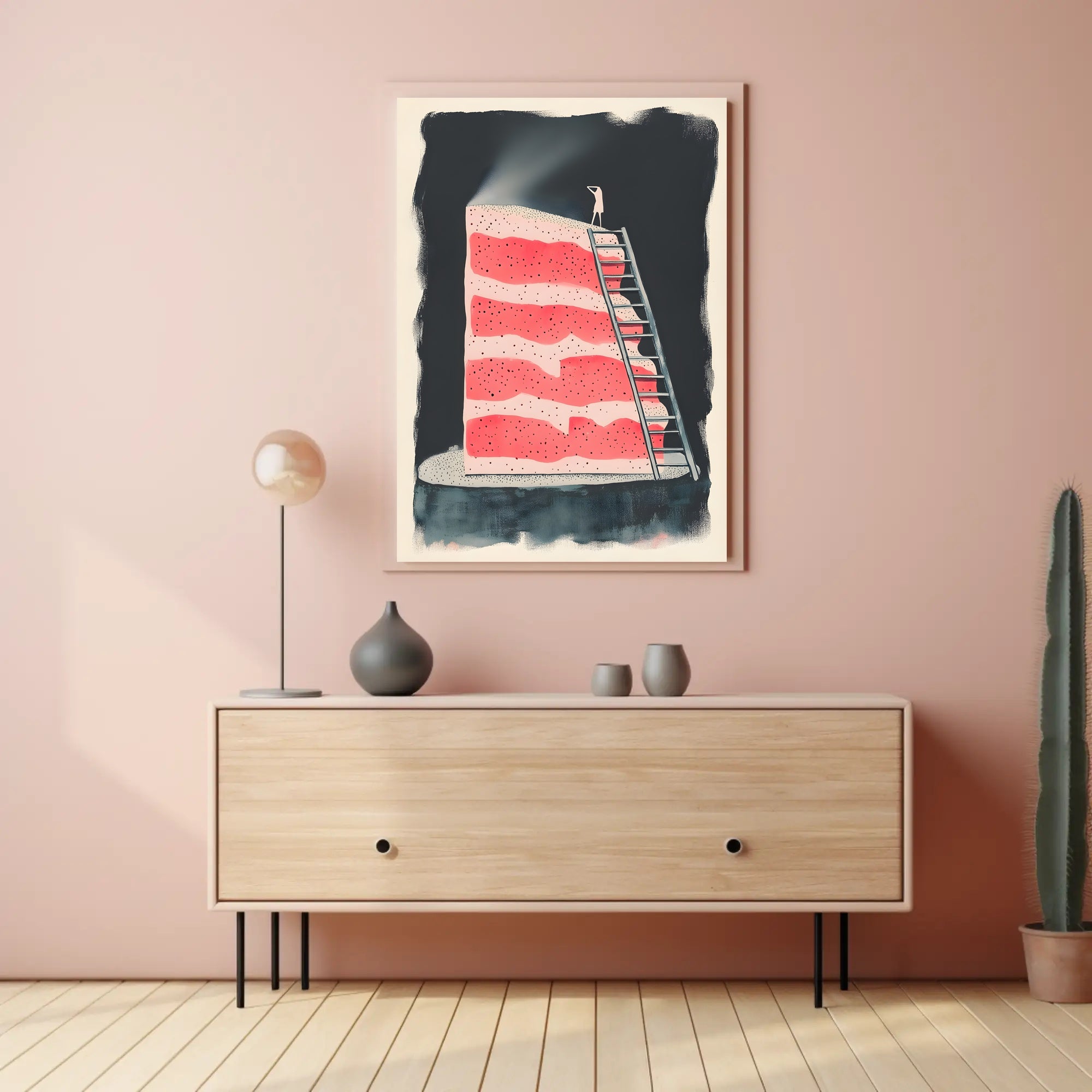 Climbing the Cake Poster Vintage Travel Wall Art