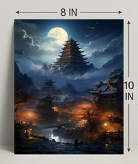 Moonlit Pagoda Serenity Poster