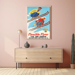 Flexible Flyer Skiing Poster PosterGoat