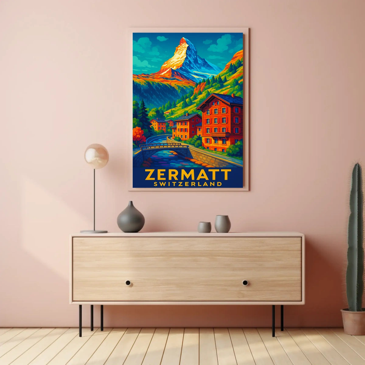 Zermatt Switzerland Scenic Alpine Majesty Wanderlust Lovers Travel Wall Art Poster