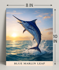 Blue Marlin Leap Poster PosterGoat
