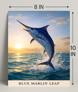 Blue Marlin Leap Poster PosterGoat