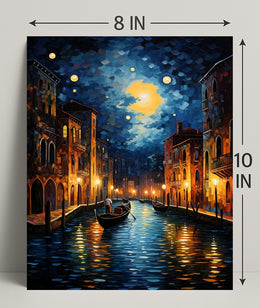Moonlit Venetian Canal Poster