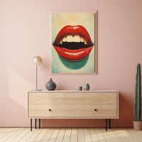 Glossy Red Lips Pop Art Glossy Lips Close-up Poster