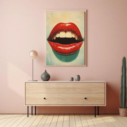 Glossy Red Lips Pop Art Glossy Lips Close-up Poster