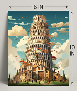 The Whimsical Tower Of Pisa Poster PosterGoat
